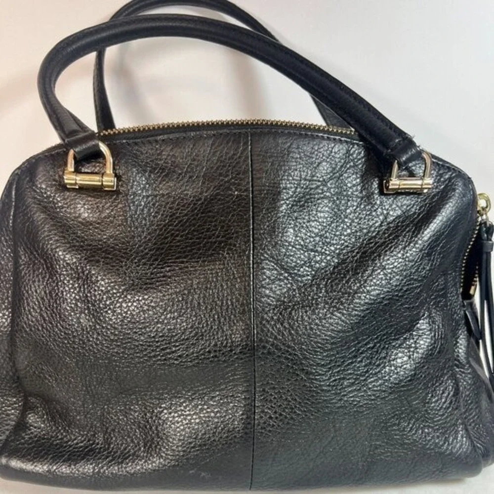 Coach Madison Black Leather Double‎ Zip Satchel Cross Body Bag Purse 2014